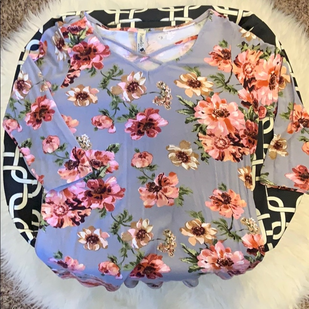 girls floral shirt with straps crossing in front